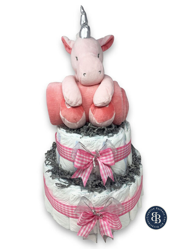 unicorn huggable diaper cake